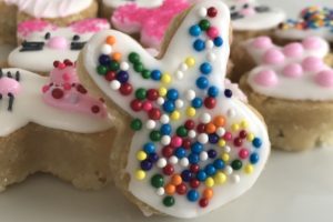 Easter Bunny Cookies with multi-colored sprinkles