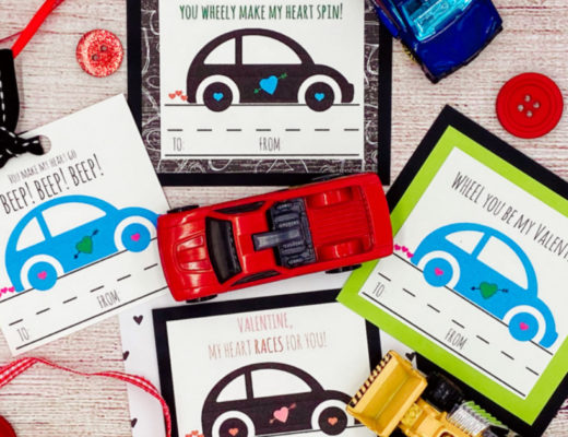 Cars Valentine Cards with race cars