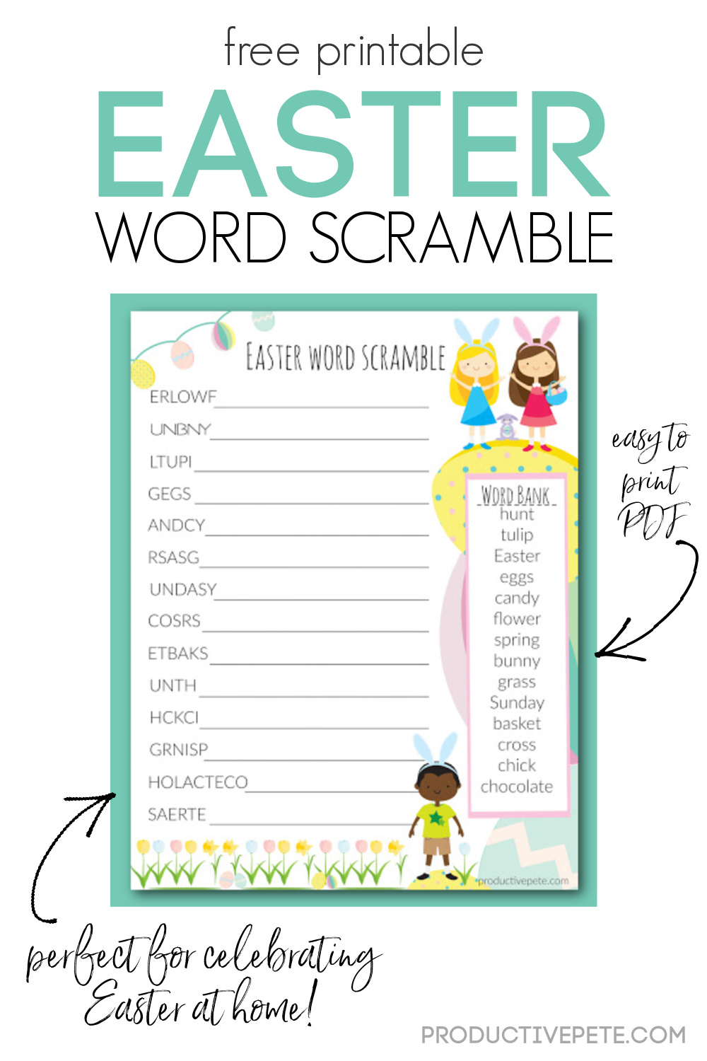 Free Printable Easter Word Scramble for Kids Productive Pete