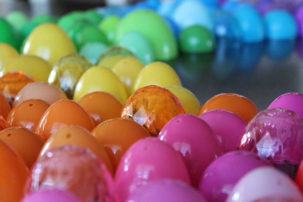 rainbow of easter eggs