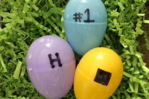 plastic easter eggs with symbols for scavenger hunt