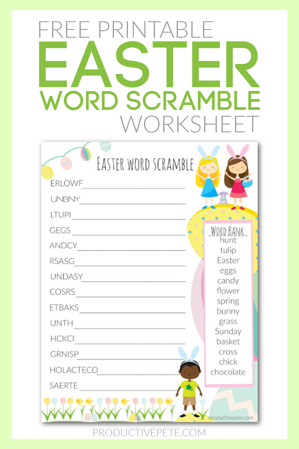 Free Printable Easter Word Scramble for Kids Productive Pete