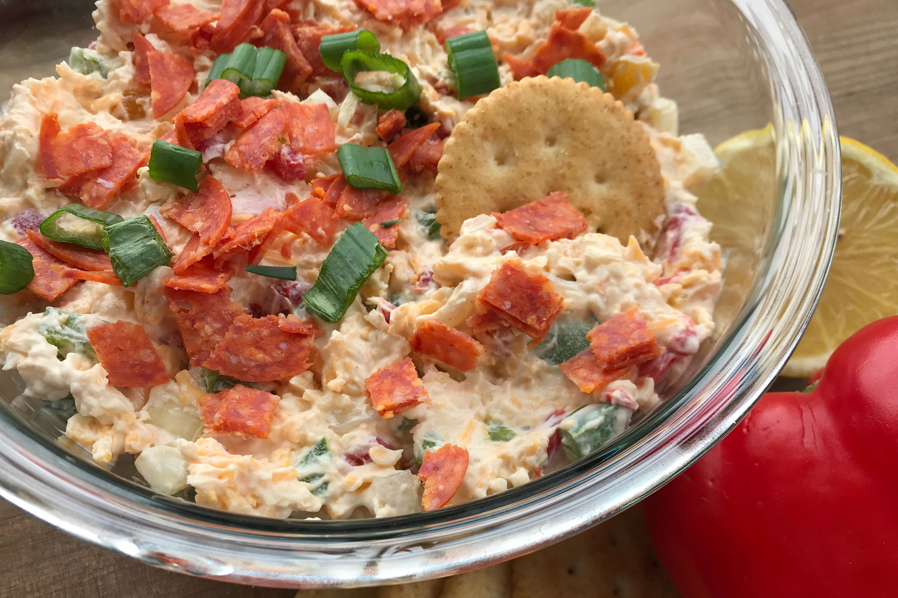 Pepperoni and Peppers Cheese Ball Dip