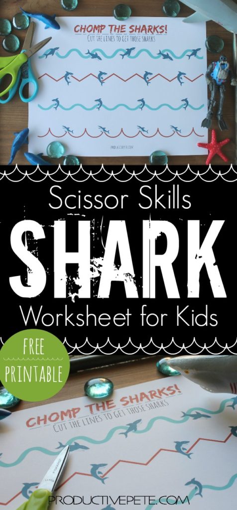 Scissor Skills Shark Worksheet For Kids