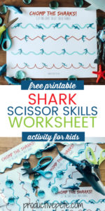 Free printable Shark Scissor Skills Worksheet Activity for Kids