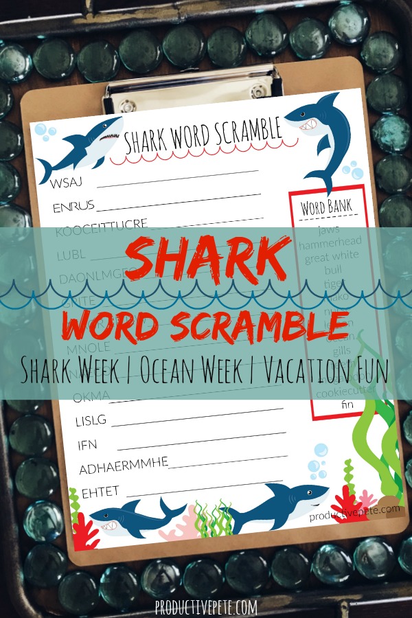 Free and printable Shark Word Scramble Activity for Kids