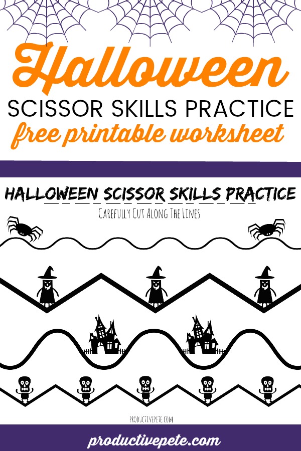 Halloween scissor practice worksheet for kids. Scissor Skills practice free printable worksheet