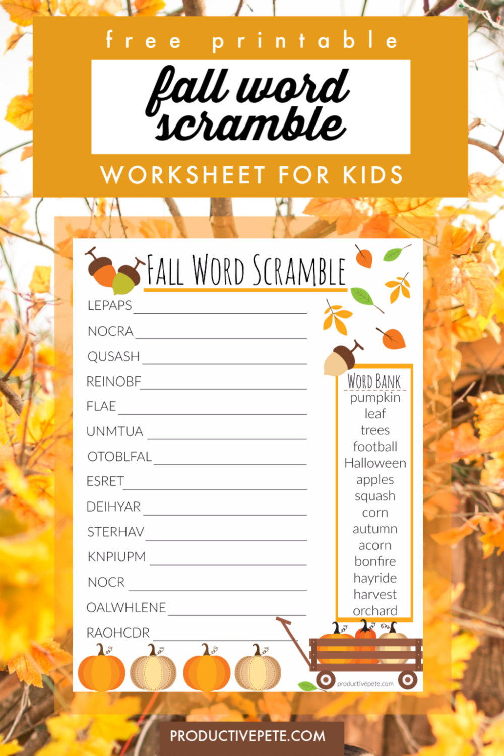 Fall Word Scramble Printable Printable Word Searches