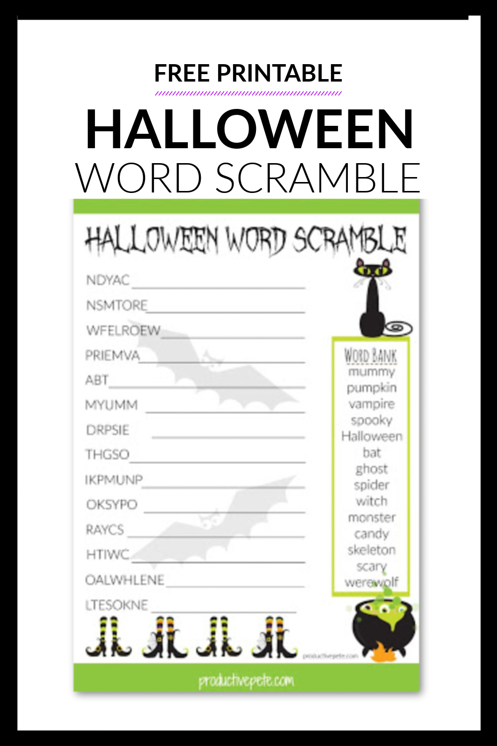 Free Printable Halloween Word Scramble Pdf