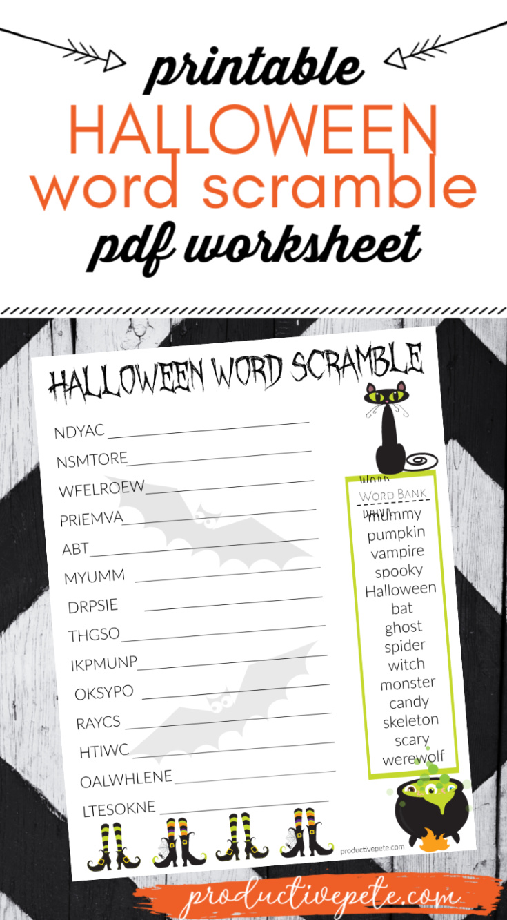 Free Printable Halloween Word Scramble PDF for Kids Productive Pete