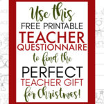 Teacher Gift Idea Questionnaire Printable for Christmas - Productive Pete