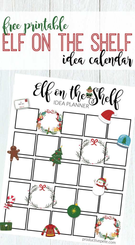 Free Printable Elf on the Shelf Calendar Printable