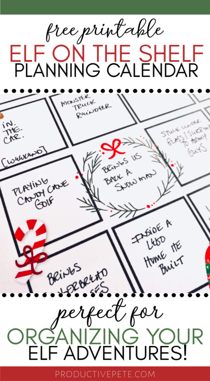 Free Printable Elf On The Shelf Calendar Productive Pete