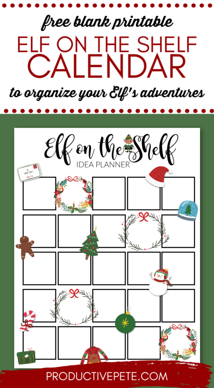 Printable Elf On Shelf Calendar