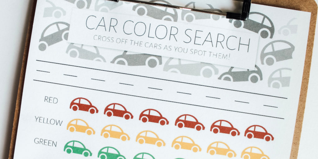 Car Color Search Road Trip Printable Game for Kids