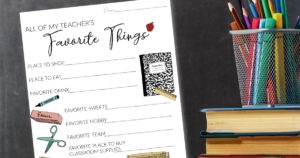 Teacher Appreciation Gift Questionnaire Printable for Back to School