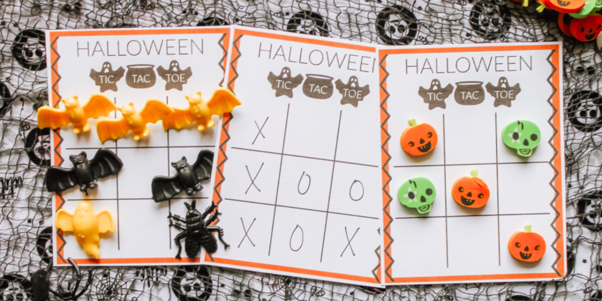 Premium Vector  Education game for children tic tac toe set with cute  cartoon wizard hat and cauldron picture printable halloween worksheet