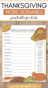 Free Printable Thanksgiving Word Scramble For Kids - Productive Pete