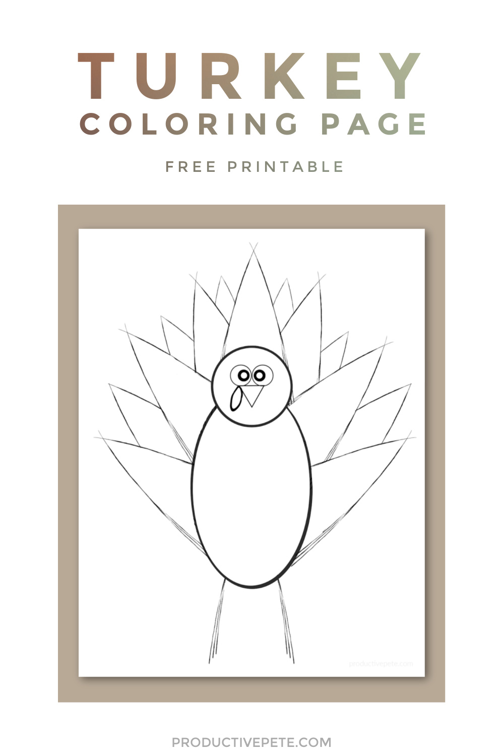 Free Printable Turkey Coloring Page for Thanksgiving - Productive Pete