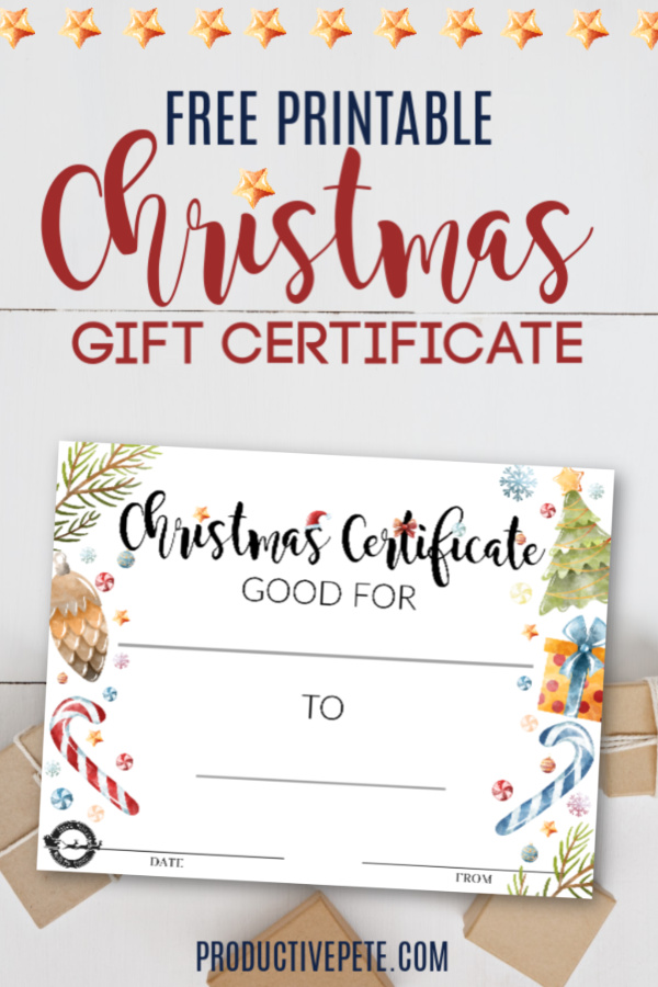Free Printable Watercolor Christmas Gift Certificate Template Productive Pete