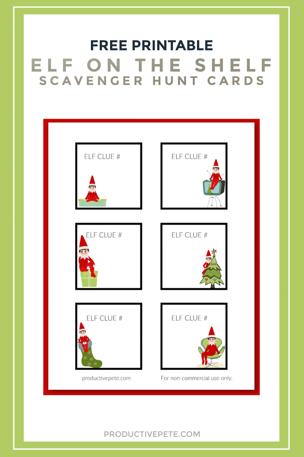 Printable Elf on the Shelf Scavenger Hunt Cards & Ideas Productive Pete