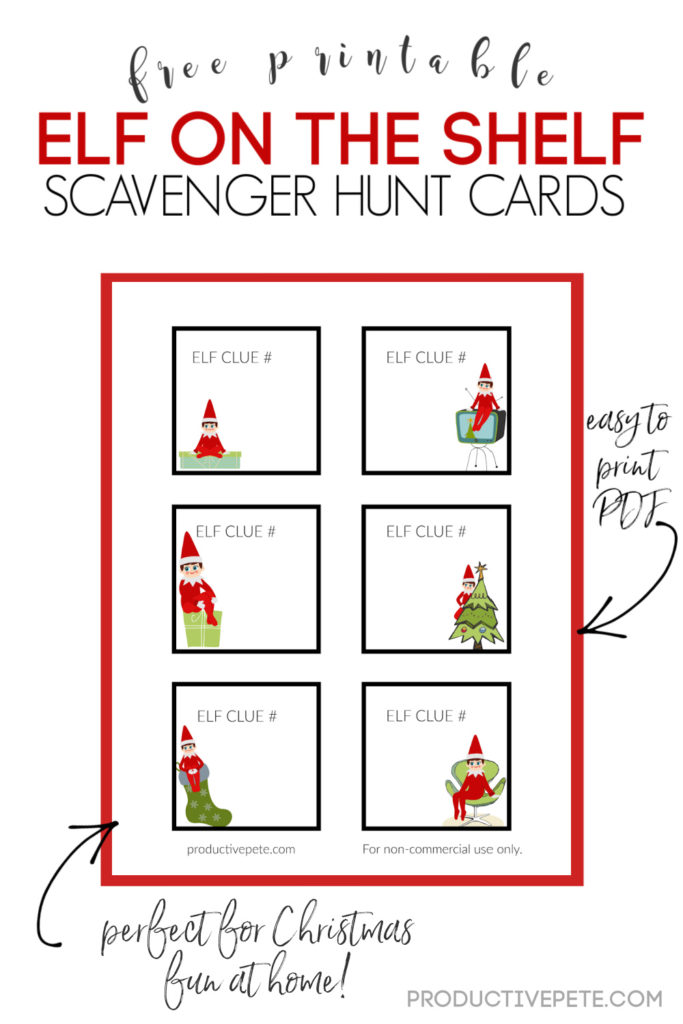 Printable Elf on the Shelf Scavenger Hunt Cards Ideas Productive Pete