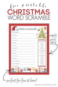 Free Printable Christmas Word Scramble PDF for Kids - Productive Pete