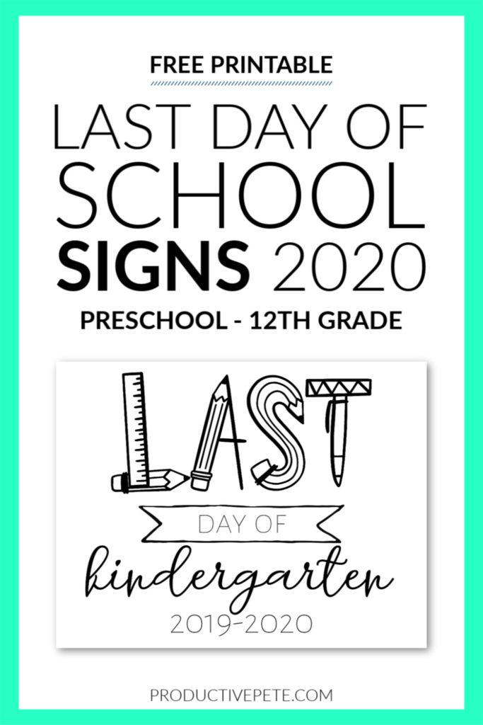 last day of school sign 2020 pinc