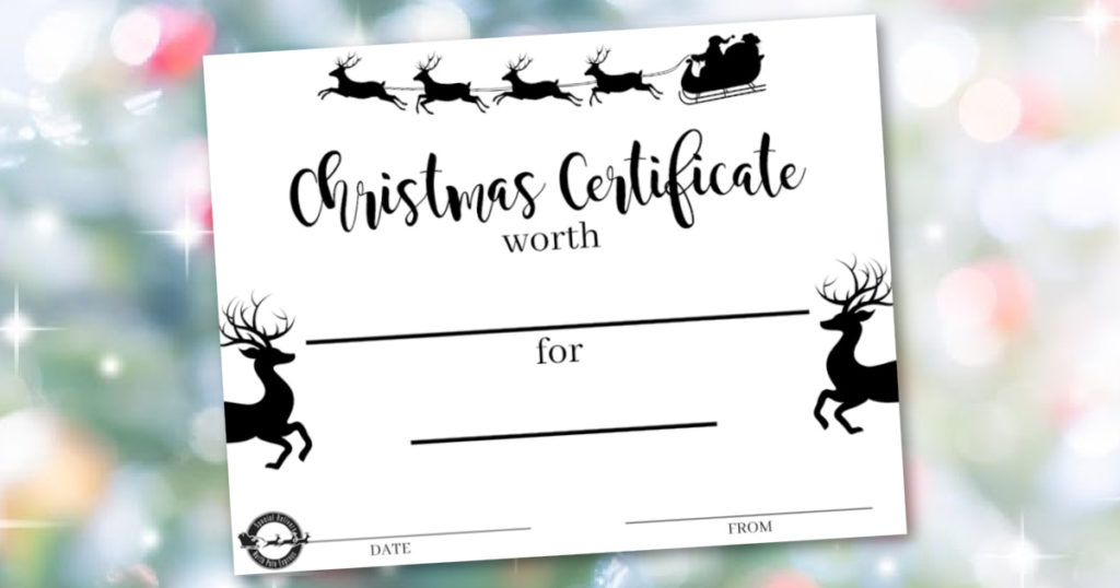 blank Christmas certificate template