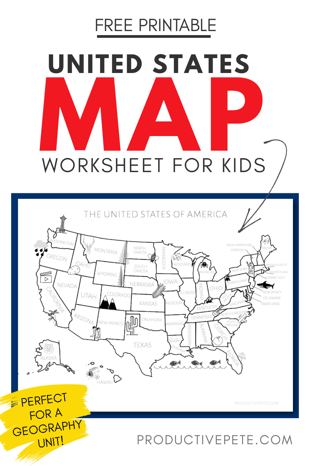 Printable United States Map Worksheet For Kids Pin21b 