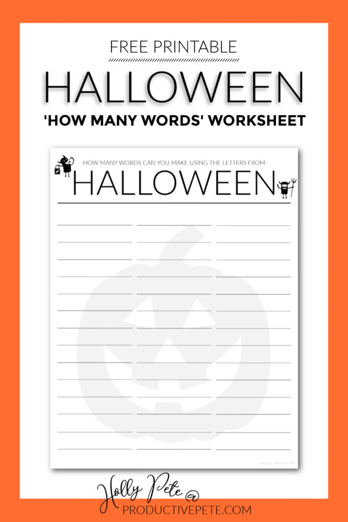 Halloween How Many Words Can You Make Worksheet